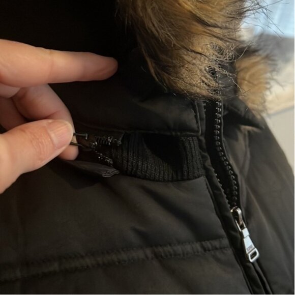 ESPRIT Women's Quilted Puffer Down Jacket Faux-Fur Trimmed Hooded Black S - Picture 6 of 10